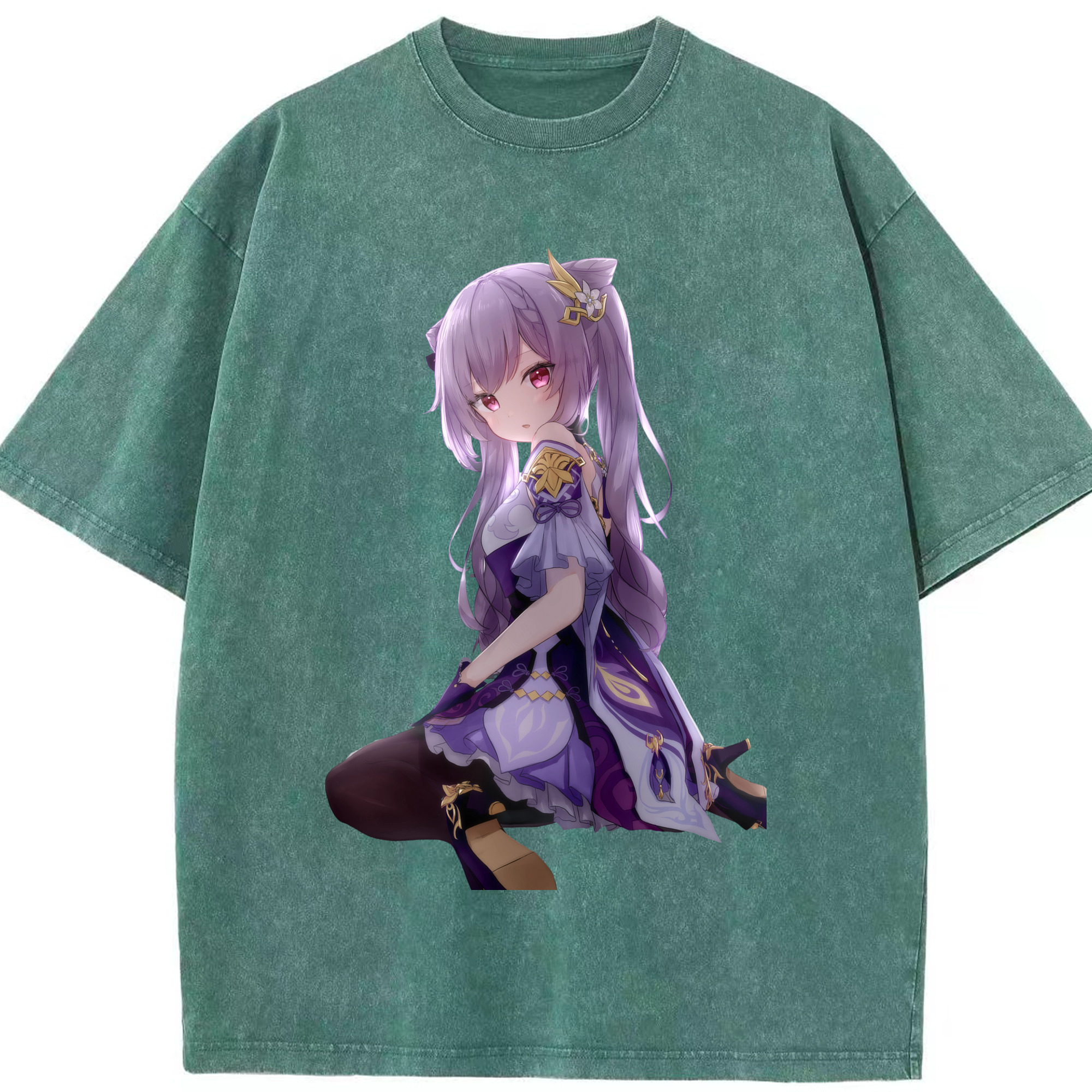 げんし神 刻晴 こくせい genshin Kokusei 綿100% ヴィンテージ風 半袖Tシャツ（フロントプリント）